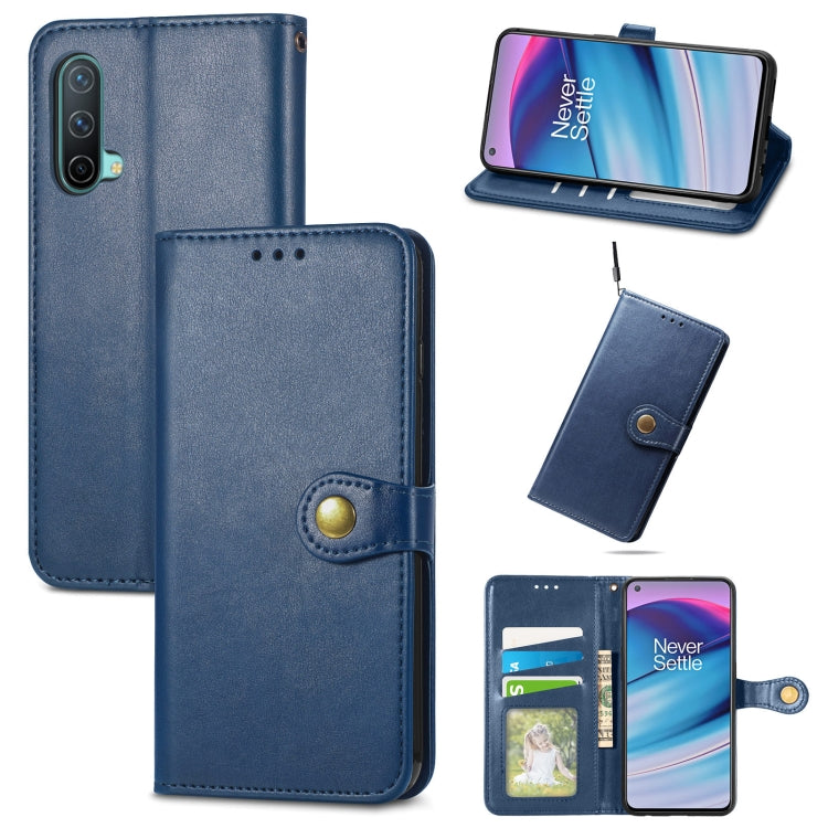 Solid Color Leather Buckle Phone Case with Lanyard & Photo Frame & Card Slot & Wallet & Stand Function, For OnePlus Nord CE 5G