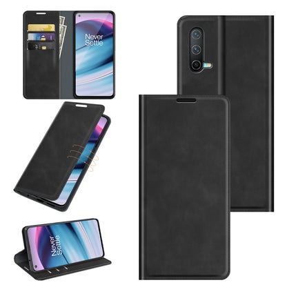 For OnePlus Nord CE 5G Retro-skin Business Magnetic Suction Leather Case with Holder & Card Slots & Wallet, For OnePlus Nord CE 5G