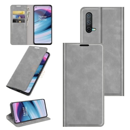 For OnePlus Nord CE 5G Retro-skin Business Magnetic Suction Leather Case with Holder & Card Slots & Wallet, For OnePlus Nord CE 5G