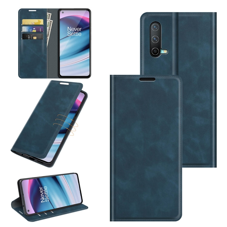 For OnePlus Nord CE 5G Retro-skin Business Magnetic Suction Leather Case with Holder & Card Slots & Wallet, For OnePlus Nord CE 5G
