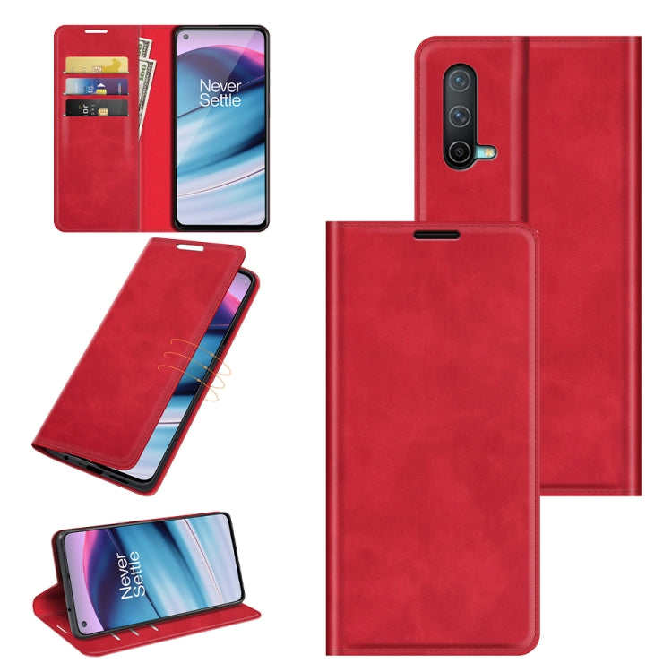 For OnePlus Nord CE 5G Retro-skin Business Magnetic Suction Leather Case with Holder & Card Slots & Wallet, For OnePlus Nord CE 5G