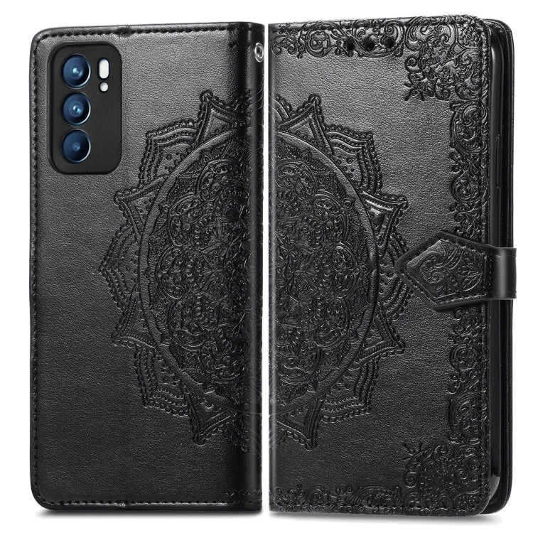 Mandala Flower Embossed Horizontal Flip Leather Case with Holder & Three Card Slots & Wallet & Lanyard, For OPPO Reno6 5G, For OPPO Reno6 Pro+ 5G, For OPPO Reno6 Pro 5G, For OPPO Realme 8 5G