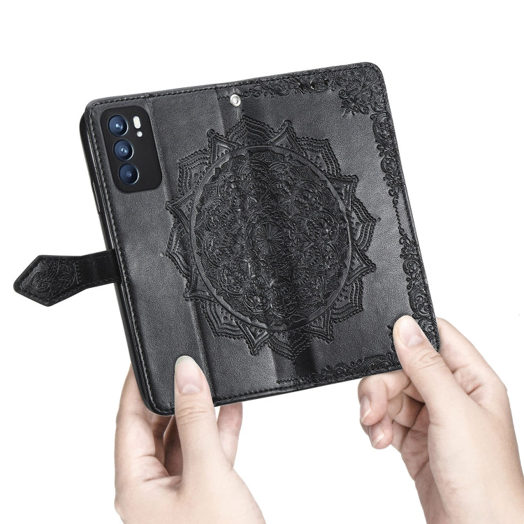 Mandala Flower Embossed Horizontal Flip Leather Case with Holder & Three Card Slots & Wallet & Lanyard, For OPPO Reno6 5G, For OPPO Reno6 Pro+ 5G, For OPPO Reno6 Pro 5G, For OPPO Realme 8 5G