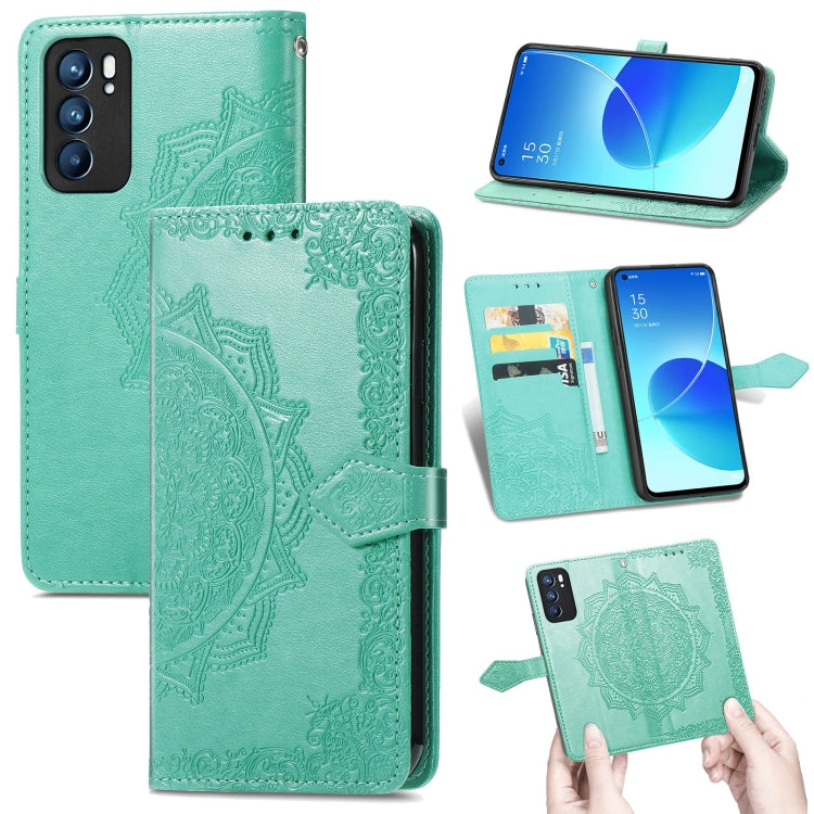 Mandala Flower Embossed Horizontal Flip Leather Case with Holder & Three Card Slots & Wallet & Lanyard, For OPPO Reno6 5G, For OPPO Reno6 Pro+ 5G, For OPPO Reno6 Pro 5G, For OPPO Realme 8 5G