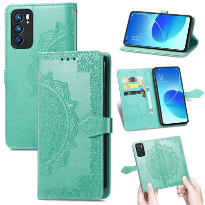 Mandala Flower Embossed Horizontal Flip Leather Case with Holder & Three Card Slots & Wallet & Lanyard, For OPPO Reno6 5G, For OPPO Reno6 Pro+ 5G, For OPPO Reno6 Pro 5G, For OPPO Realme 8 5G