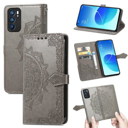 Mandala Flower Embossed Horizontal Flip Leather Case with Holder & Three Card Slots & Wallet & Lanyard, For OPPO Reno6 5G, For OPPO Reno6 Pro+ 5G, For OPPO Reno6 Pro 5G, For OPPO Realme 8 5G