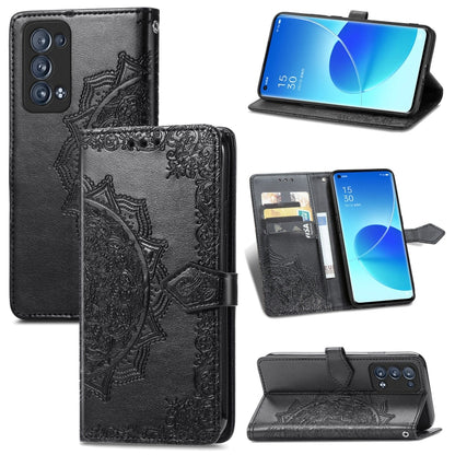 Mandala Flower Embossed Horizontal Flip Leather Case with Holder & Three Card Slots & Wallet & Lanyard, For OPPO Reno6 5G, For OPPO Reno6 Pro+ 5G, For OPPO Reno6 Pro 5G, For OPPO Realme 8 5G