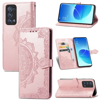 Mandala Flower Embossed Horizontal Flip Leather Case with Holder & Three Card Slots & Wallet & Lanyard, For OPPO Reno6 5G, For OPPO Reno6 Pro+ 5G, For OPPO Reno6 Pro 5G, For OPPO Realme 8 5G