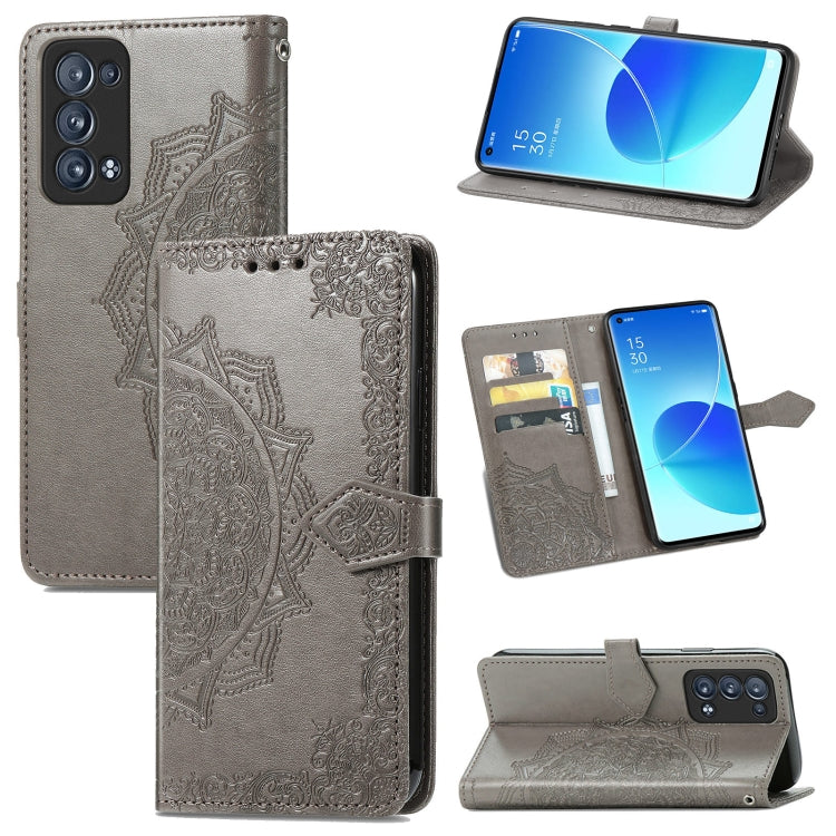 Mandala Flower Embossed Horizontal Flip Leather Case with Holder & Three Card Slots & Wallet & Lanyard, For OPPO Reno6 5G, For OPPO Reno6 Pro+ 5G, For OPPO Reno6 Pro 5G, For OPPO Realme 8 5G