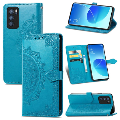 Mandala Flower Embossed Horizontal Flip Leather Case with Holder & Three Card Slots & Wallet & Lanyard, For OPPO Reno6 5G, For OPPO Reno6 Pro+ 5G, For OPPO Reno6 Pro 5G, For OPPO Realme 8 5G
