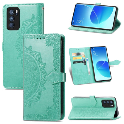 Mandala Flower Embossed Horizontal Flip Leather Case with Holder & Three Card Slots & Wallet & Lanyard, For OPPO Reno6 5G, For OPPO Reno6 Pro+ 5G, For OPPO Reno6 Pro 5G, For OPPO Realme 8 5G