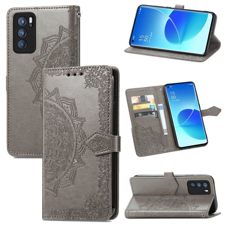 Mandala Flower Embossed Horizontal Flip Leather Case with Holder & Three Card Slots & Wallet & Lanyard, For OPPO Reno6 5G, For OPPO Reno6 Pro+ 5G, For OPPO Reno6 Pro 5G, For OPPO Realme 8 5G