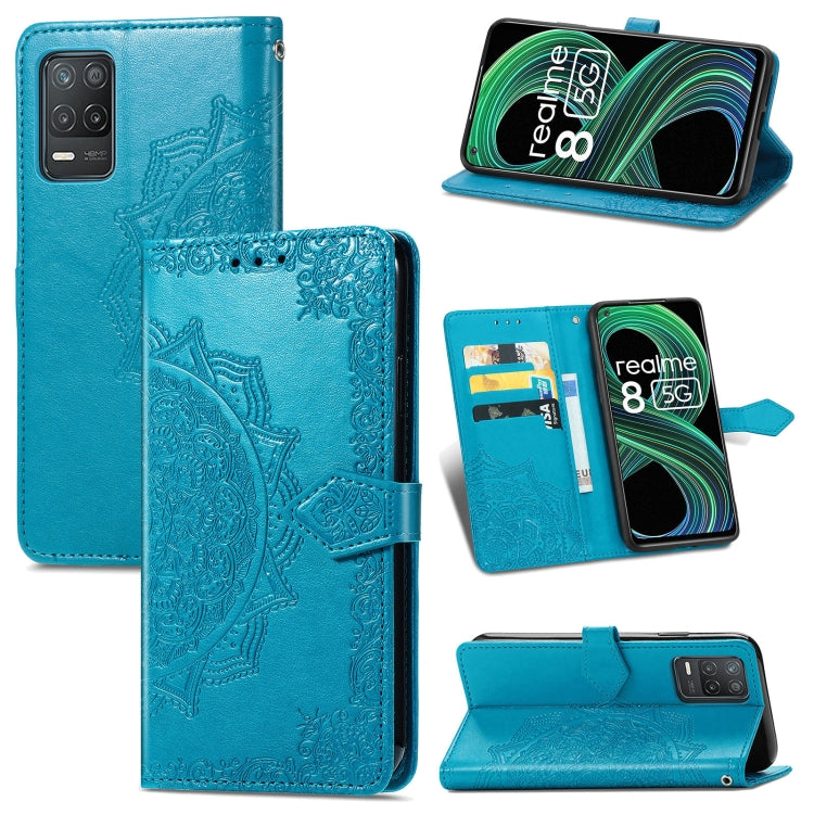 Mandala Flower Embossed Horizontal Flip Leather Case with Holder & Three Card Slots & Wallet & Lanyard, For OPPO Reno6 5G, For OPPO Reno6 Pro+ 5G, For OPPO Reno6 Pro 5G, For OPPO Realme 8 5G