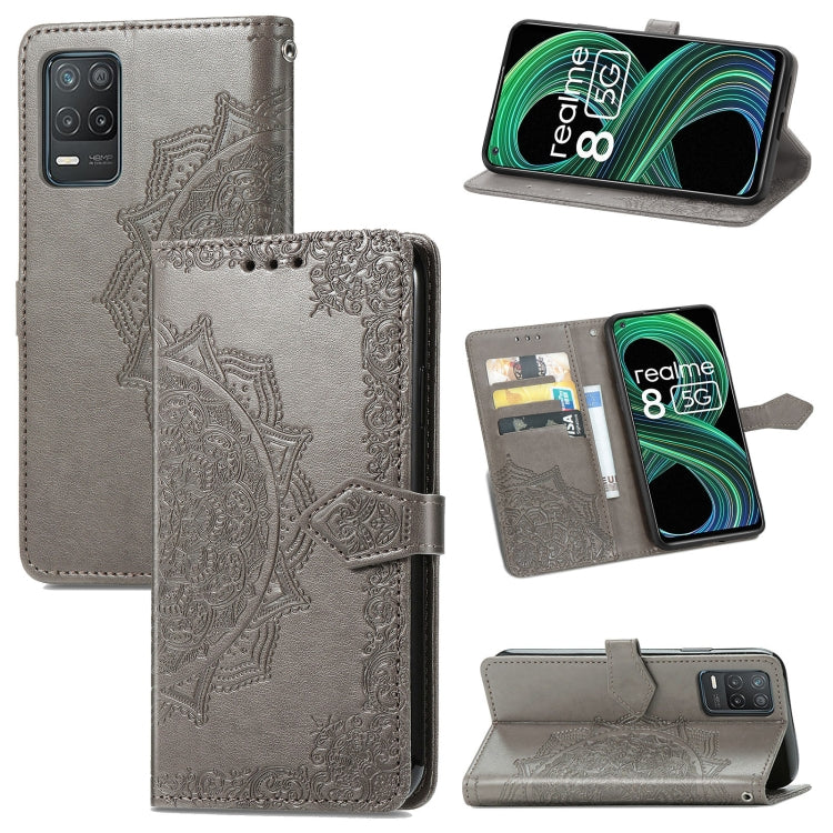 Mandala Flower Embossed Horizontal Flip Leather Case with Holder & Three Card Slots & Wallet & Lanyard, For OPPO Reno6 5G, For OPPO Reno6 Pro+ 5G, For OPPO Reno6 Pro 5G, For OPPO Realme 8 5G