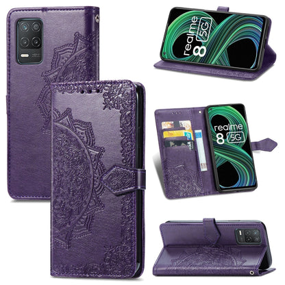 Mandala Flower Embossed Horizontal Flip Leather Case with Holder & Three Card Slots & Wallet & Lanyard, For OPPO Reno6 5G, For OPPO Reno6 Pro+ 5G, For OPPO Reno6 Pro 5G, For OPPO Realme 8 5G