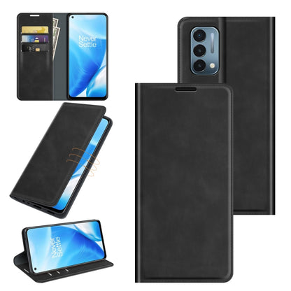 For OnePlus Nord N200 5G Retro-skin Business Magnetic Suction Leather Case with Holder & Card Slots & Wallet, For OnePlus Nord N200 5G