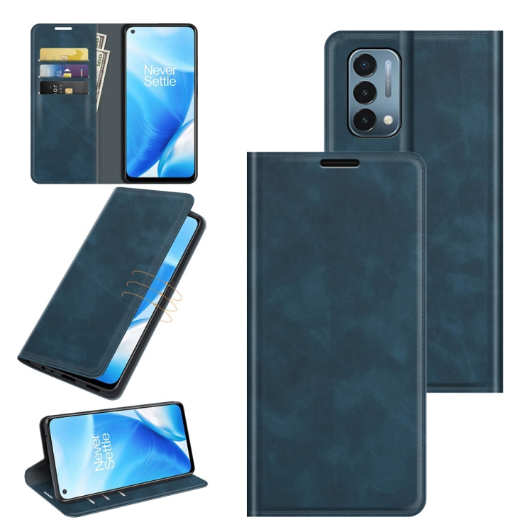 For OnePlus Nord N200 5G Retro-skin Business Magnetic Suction Leather Case with Holder & Card Slots & Wallet, For OnePlus Nord N200 5G