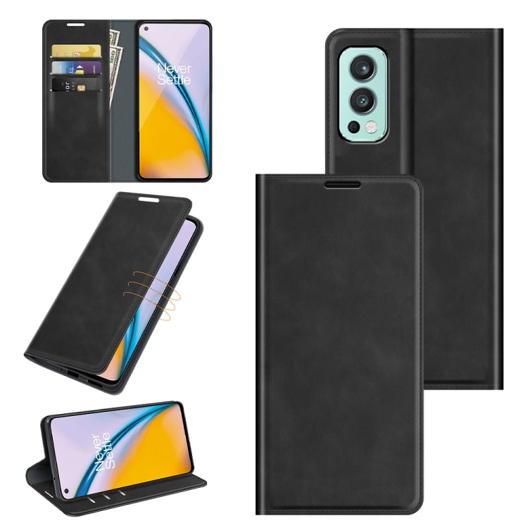 For OnePlus Nord 2 5G Retro-skin Business Magnetic Suction Leather Case with Holder & Card Slots & Wallet, For OnePlus Nord 2 5G