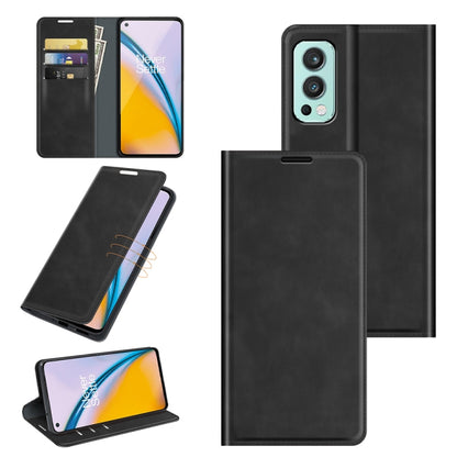 For OnePlus Nord 2 5G Retro-skin Business Magnetic Suction Leather Case with Holder & Card Slots & Wallet, For OnePlus Nord 2 5G