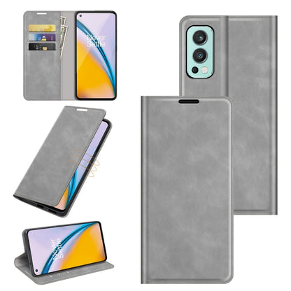 For OnePlus Nord 2 5G Retro-skin Business Magnetic Suction Leather Case with Holder & Card Slots & Wallet, For OnePlus Nord 2 5G
