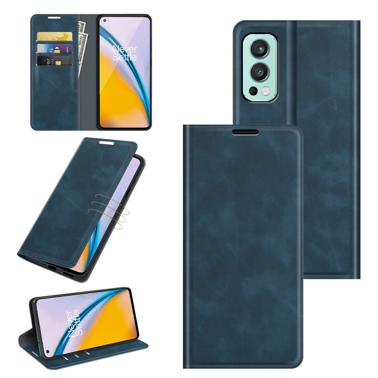 For OnePlus Nord 2 5G Retro-skin Business Magnetic Suction Leather Case with Holder & Card Slots & Wallet, For OnePlus Nord 2 5G