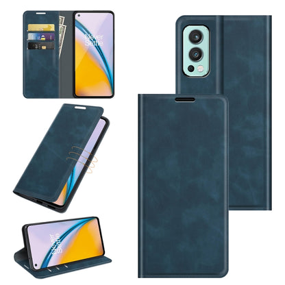 For OnePlus Nord 2 5G Retro-skin Business Magnetic Suction Leather Case with Holder & Card Slots & Wallet, For OnePlus Nord 2 5G
