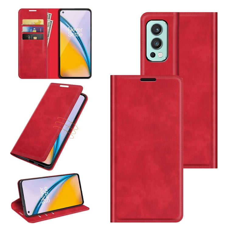 For OnePlus Nord 2 5G Retro-skin Business Magnetic Suction Leather Case with Holder & Card Slots & Wallet, For OnePlus Nord 2 5G