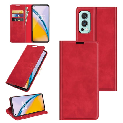 For OnePlus Nord 2 5G Retro-skin Business Magnetic Suction Leather Case with Holder & Card Slots & Wallet, For OnePlus Nord 2 5G