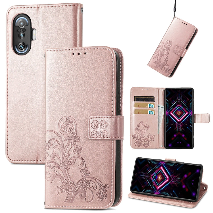 Four-leaf Clasp Embossed Buckle Mobile Phone Protection Leather Case with Lanyard & Card Slot & Wallet & Bracket Function, For Xiaomi Redmi K40 Gaming /Poco F3 GT, For OnePlus 9R, For Doogee X96 Pro, For  Doogee X96 Pro, For Wiko Jerry 4