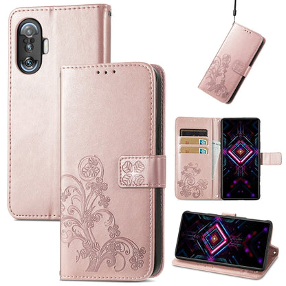 Four-leaf Clasp Embossed Buckle Mobile Phone Protection Leather Case with Lanyard & Card Slot & Wallet & Bracket Function, For Xiaomi Redmi K40 Gaming /Poco F3 GT, For OnePlus 9R, For Doogee X96 Pro, For  Doogee X96 Pro, For Wiko Jerry 4