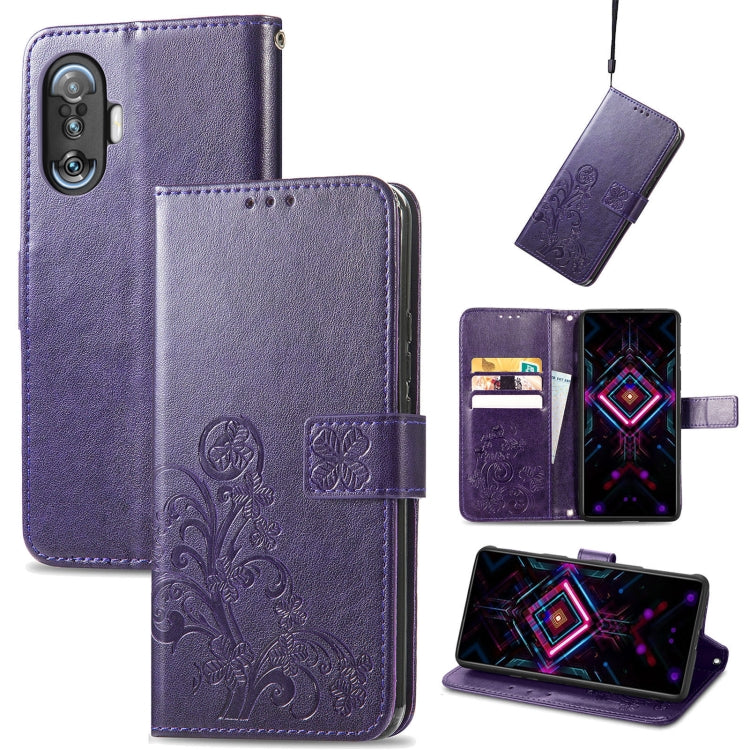 Four-leaf Clasp Embossed Buckle Mobile Phone Protection Leather Case with Lanyard & Card Slot & Wallet & Bracket Function, For Xiaomi Redmi K40 Gaming /Poco F3 GT, For OnePlus 9R, For Doogee X96 Pro, For  Doogee X96 Pro, For Wiko Jerry 4
