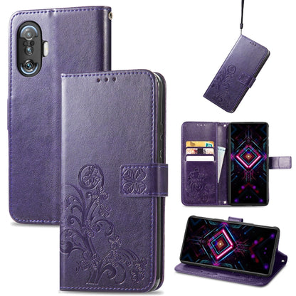 Four-leaf Clasp Embossed Buckle Mobile Phone Protection Leather Case with Lanyard & Card Slot & Wallet & Bracket Function, For Xiaomi Redmi K40 Gaming /Poco F3 GT, For OnePlus 9R, For Doogee X96 Pro, For  Doogee X96 Pro, For Wiko Jerry 4