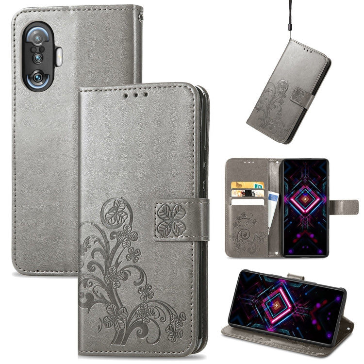 Four-leaf Clasp Embossed Buckle Mobile Phone Protection Leather Case with Lanyard & Card Slot & Wallet & Bracket Function, For Xiaomi Redmi K40 Gaming /Poco F3 GT, For OnePlus 9R, For Doogee X96 Pro, For  Doogee X96 Pro, For Wiko Jerry 4