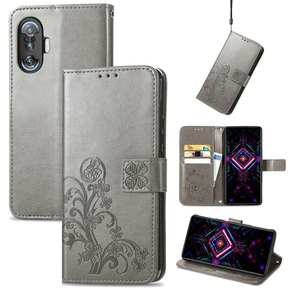 Four-leaf Clasp Embossed Buckle Mobile Phone Protection Leather Case with Lanyard & Card Slot & Wallet & Bracket Function, For Xiaomi Redmi K40 Gaming /Poco F3 GT, For OnePlus 9R, For Doogee X96 Pro, For  Doogee X96 Pro, For Wiko Jerry 4
