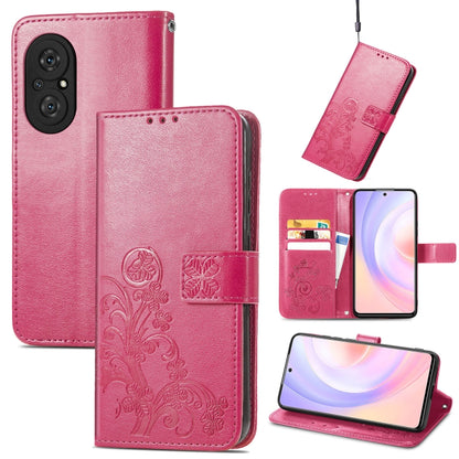 Four-leaf Clasp Embossed Buckle Mobile Phone Protection Leather Case with Lanyard & Card Slot & Wallet & Bracket Function, For vivo V21e 4G, For Honor 50 SE, For OPPO A16, For Motorola G Play