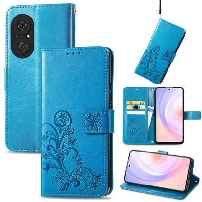 Four-leaf Clasp Embossed Buckle Mobile Phone Protection Leather Case with Lanyard & Card Slot & Wallet & Bracket Function, For vivo V21e 4G, For Honor 50 SE, For OPPO A16, For Motorola G Play