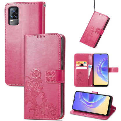Four-leaf Clasp Embossed Buckle Mobile Phone Protection Leather Case with Lanyard & Card Slot & Wallet & Bracket Function, For vivo V21e 4G, For Honor 50 SE, For OPPO A16, For Motorola G Play