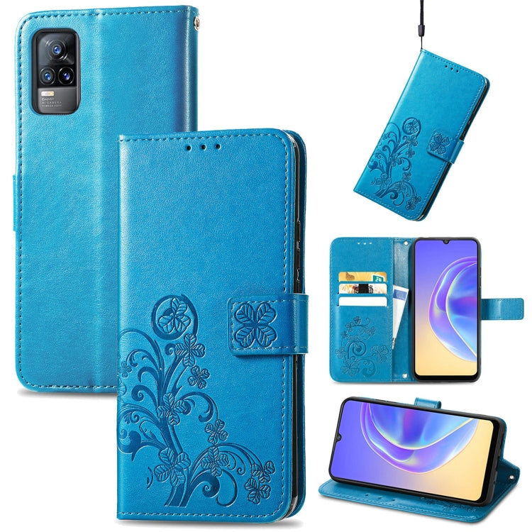 Four-leaf Clasp Embossed Buckle Mobile Phone Protection Leather Case with Lanyard & Card Slot & Wallet & Bracket Function, For vivo V21e 4G, For Honor 50 SE, For OPPO A16, For Motorola G Play