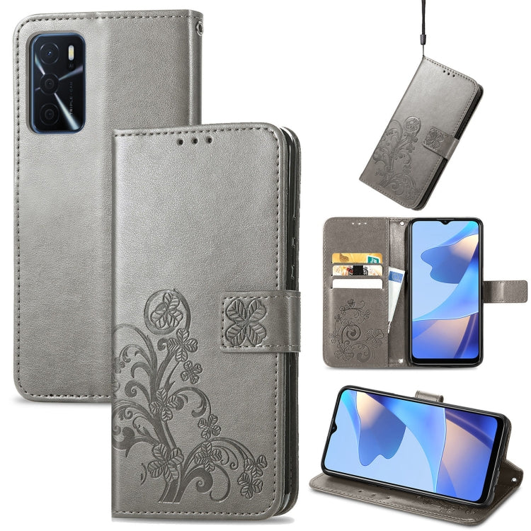 Four-leaf Clasp Embossed Buckle Mobile Phone Protection Leather Case with Lanyard & Card Slot & Wallet & Bracket Function, For vivo V21e 4G, For Honor 50 SE, For OPPO A16, For Motorola G Play
