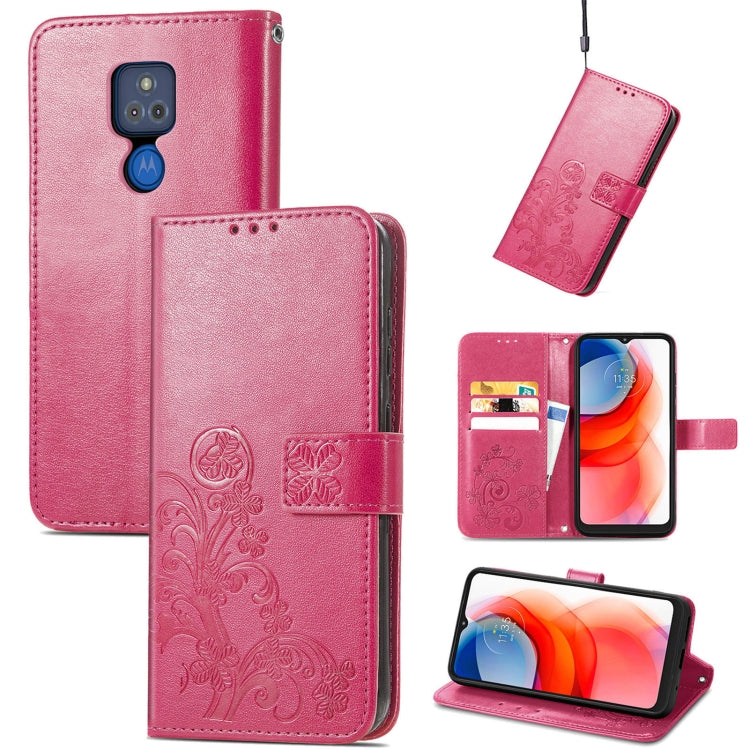 Four-leaf Clasp Embossed Buckle Mobile Phone Protection Leather Case with Lanyard & Card Slot & Wallet & Bracket Function, For vivo V21e 4G, For Honor 50 SE, For OPPO A16, For Motorola G Play