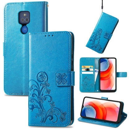 Four-leaf Clasp Embossed Buckle Mobile Phone Protection Leather Case with Lanyard & Card Slot & Wallet & Bracket Function, For vivo V21e 4G, For Honor 50 SE, For OPPO A16, For Motorola G Play