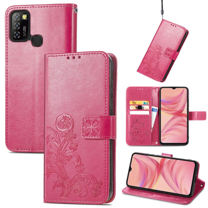 Four-leaf Clasp Embossed Buckle Mobile Phone Protection Leather Case with Lanyard & Card Slot & Wallet & Bracket Function, For Infinix Hot 10 Lite, For Infinix Hot 9