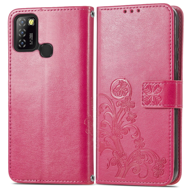 Four-leaf Clasp Embossed Buckle Mobile Phone Protection Leather Case with Lanyard & Card Slot & Wallet & Bracket Function, For Infinix Hot 10 Lite, For Infinix Hot 9