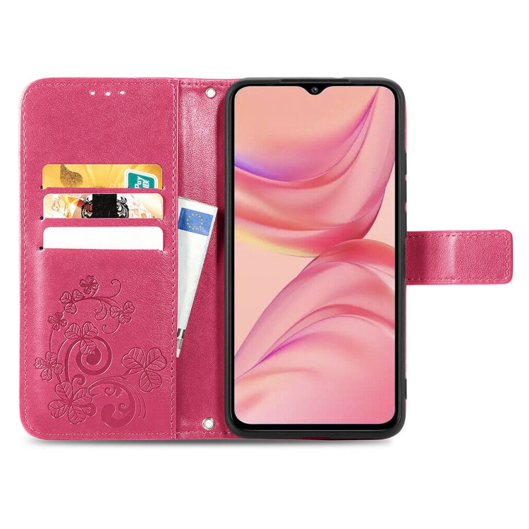 Four-leaf Clasp Embossed Buckle Mobile Phone Protection Leather Case with Lanyard & Card Slot & Wallet & Bracket Function, For Infinix Hot 10 Lite, For Infinix Hot 9