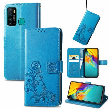Four-leaf Clasp Embossed Buckle Mobile Phone Protection Leather Case with Lanyard & Card Slot & Wallet & Bracket Function, For Infinix Hot 10 Lite, For Infinix Hot 9