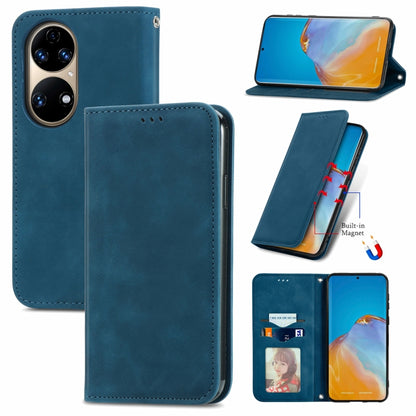 Retro Skin Feel Business Magnetic Horizontal Flip Leather Case with Holder & Card Slots & Wallet & Photo Frame, For Huawei P50, For Honor 50 SE, For Honor 50, For Honor Play 5T