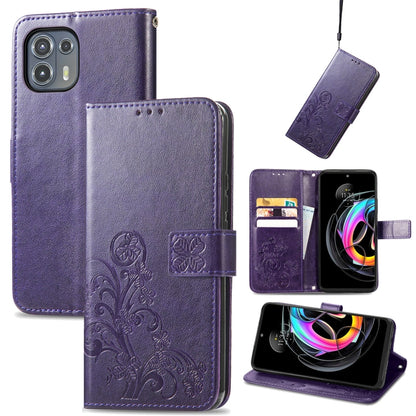 Four-leaf Clasp Embossed Buckle Mobile Phone Protection Leather Case with Lanyard & Card Slot & Wallet & Bracket Function, For Motorla Moto G60S, For Motorola Edge 20 Lite, For Motorola Edge 20 Pro, For Motorola Edge 20