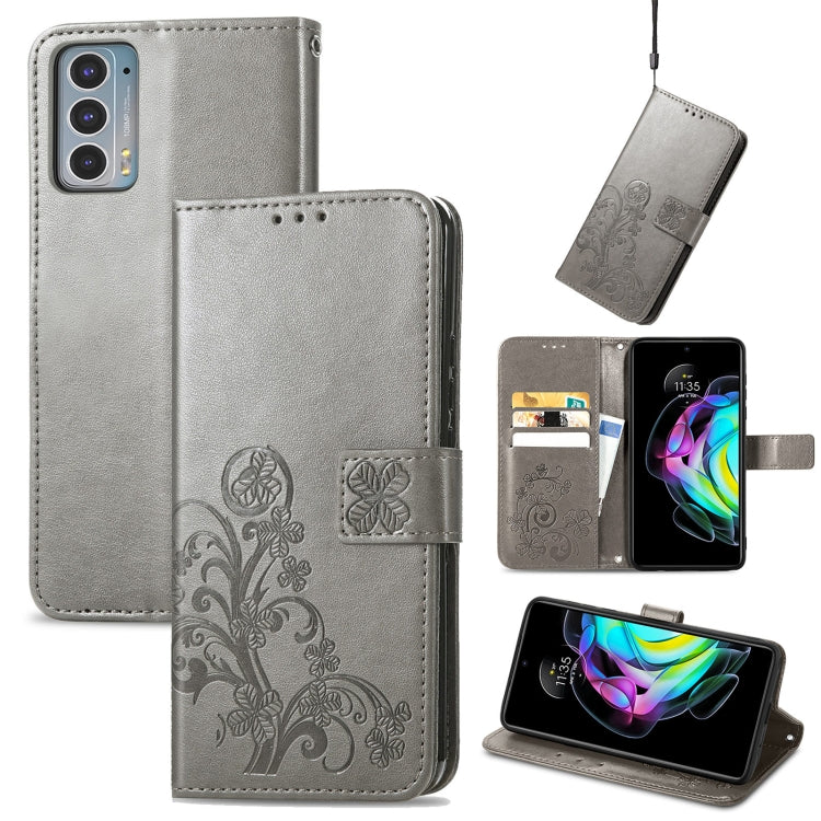 Four-leaf Clasp Embossed Buckle Mobile Phone Protection Leather Case with Lanyard & Card Slot & Wallet & Bracket Function, For Motorla Moto G60S, For Motorola Edge 20 Lite, For Motorola Edge 20 Pro, For Motorola Edge 20