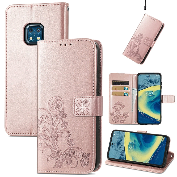 Four-leaf Clasp Embossed Buckle Mobile Phone Protection Leather Case with Lanyard & Card Slot & Wallet & Bracket Function, For Nokia  XR 20, For Nokia C01 Plus, For Huawei Maimang 10 SE, For Asus Zenfone 8 Flip