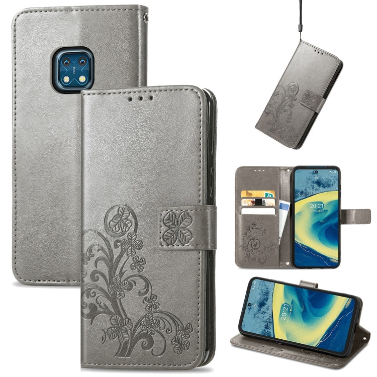 Four-leaf Clasp Embossed Buckle Mobile Phone Protection Leather Case with Lanyard & Card Slot & Wallet & Bracket Function, For Nokia  XR 20, For Nokia C01 Plus, For Huawei Maimang 10 SE, For Asus Zenfone 8 Flip